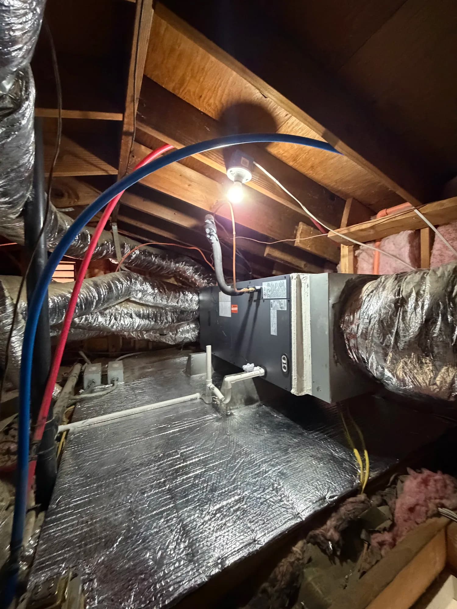 Goodman air handler installed in attic