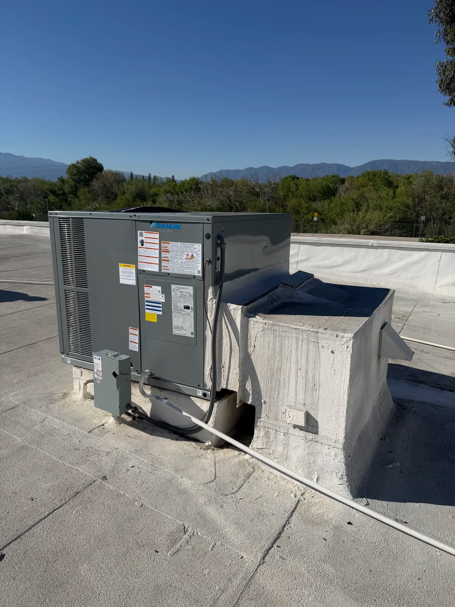 Commercial rooftop unit replacement in progress